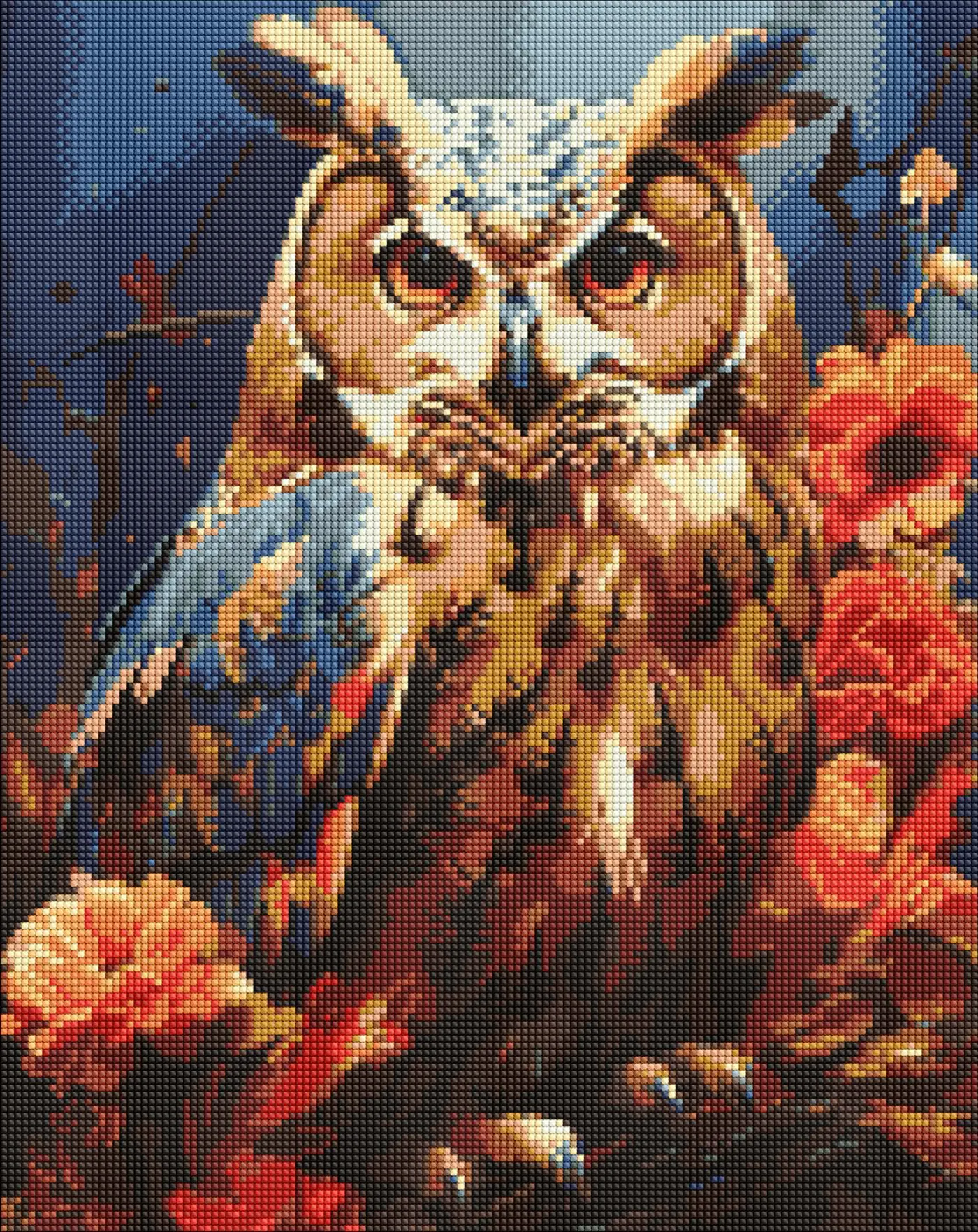 Diamantová mozaika 40×50 cm – kreativní sada s barevnými kamínky  Lesní sova  - fotografie 1