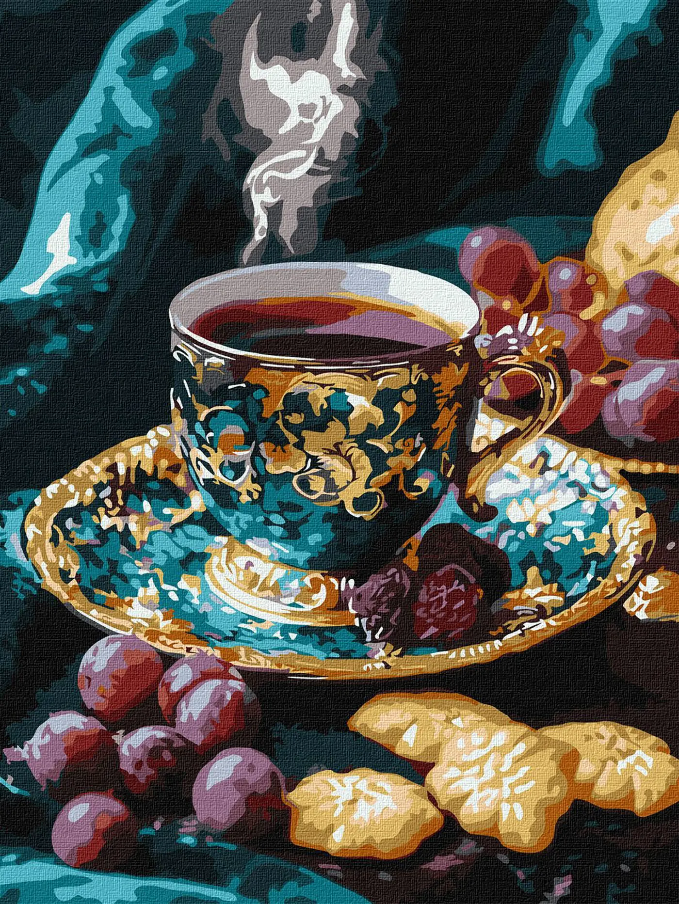 Malování podle čísel – plátno 30×40 cm Turecká káva s metalickými barvami navíc  - fotografie 1
