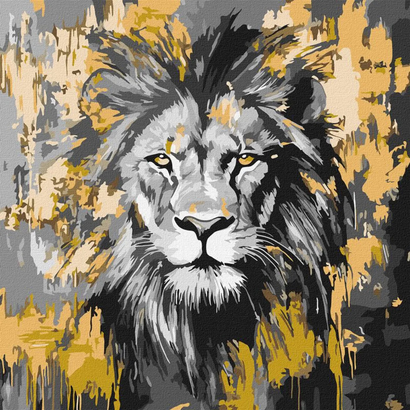 Malování podle čísel 40×40 cm – kreativní sada pro začátečníky i pokročilé  Zlatý lev s metalickými barvami  - fotografie 1
