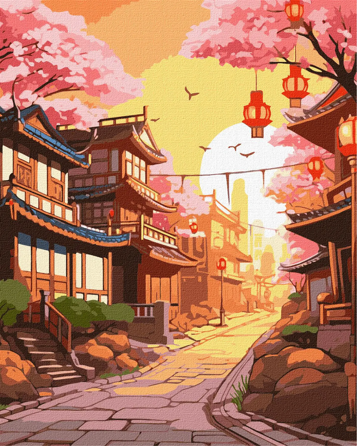 Malování podle čísel 40×50 cm – kreativní sada pro dospělé i děti Japonská ulice  - fotografie 1
