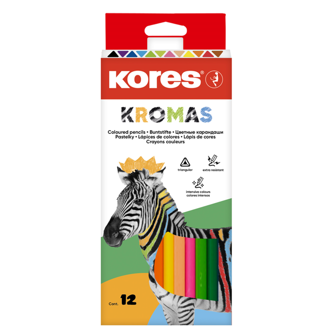 Trojhranné pastelky Kores Kromas 12ks - fotografie 1