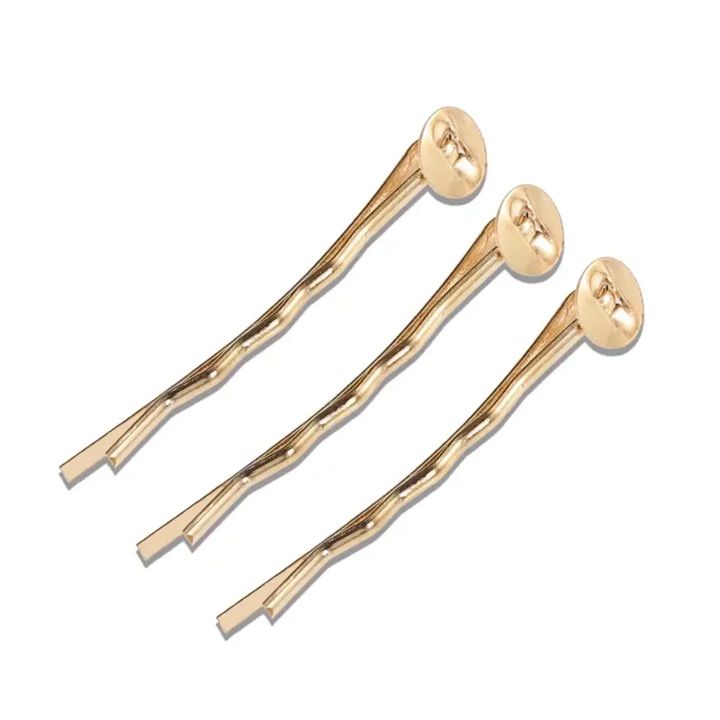 Sponky do vlasů s plochým kolečkem 4,4 cm Zlatá - fotografie 1