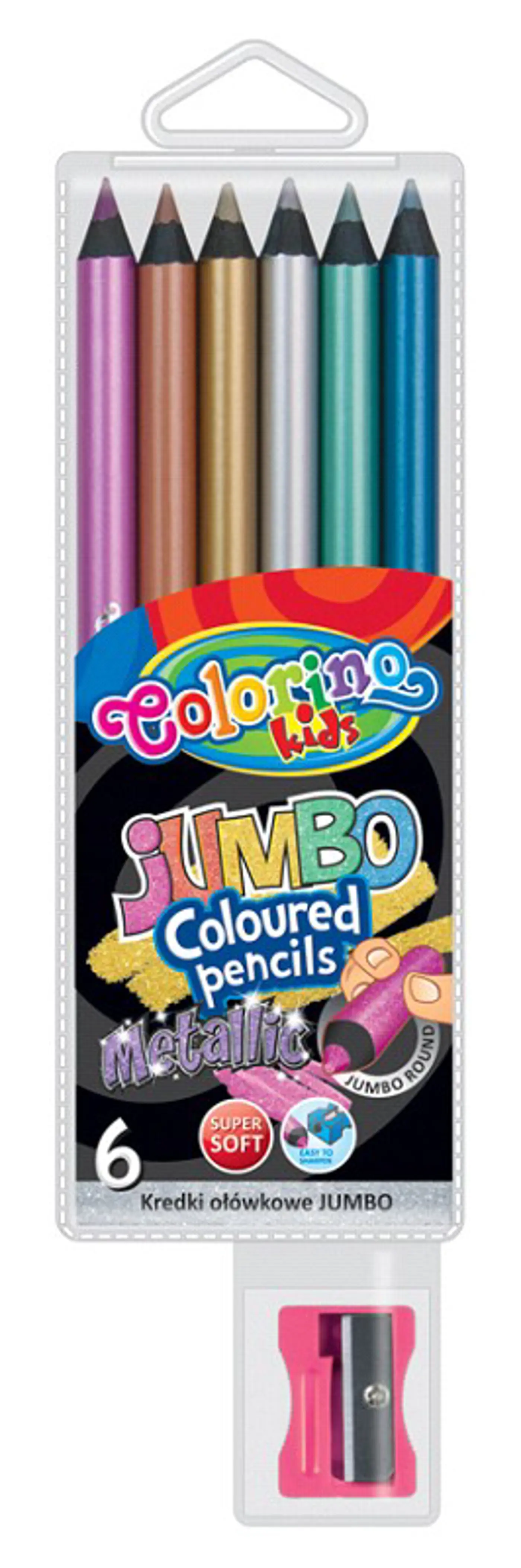 Pastelky Colorino Metallic Jumbo s ořezávátkem 6ks - fotografie 1