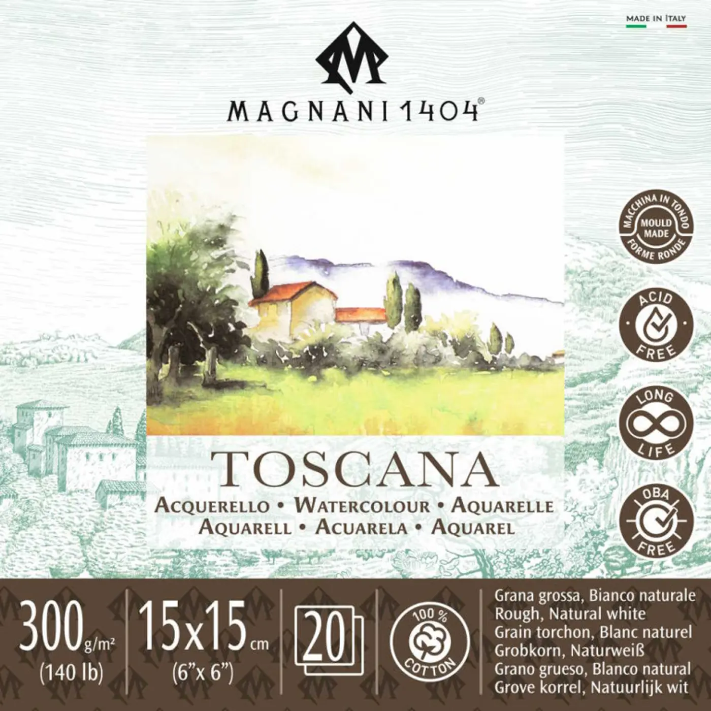 Akvarelový blok Magnani Toscana 15x15cm 300g 100% bavlna - fotografie 1