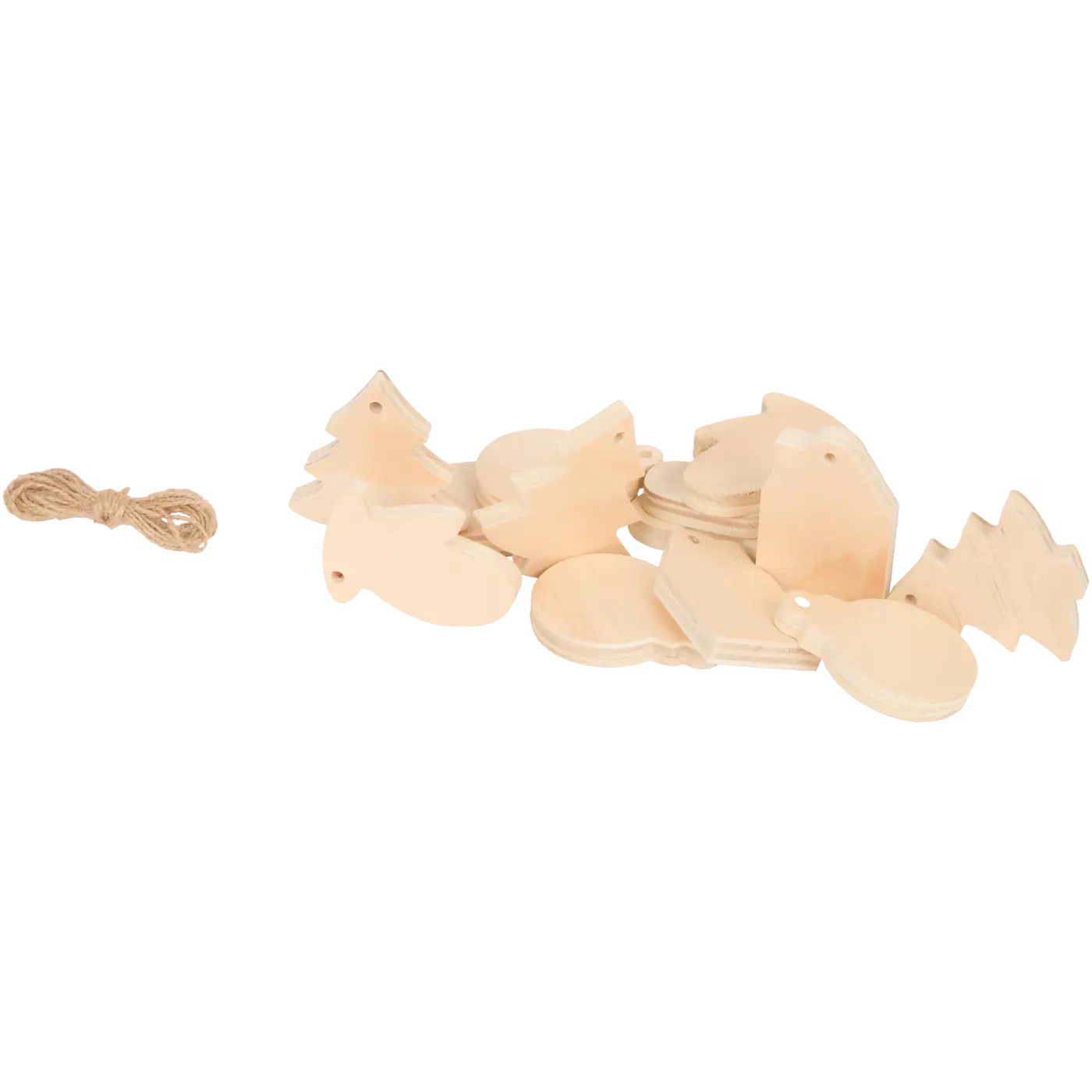 Dřevěná závěsná dekorace Hobby Flora – 13 ks (cca 4 × 6 cm) - fotografie 1