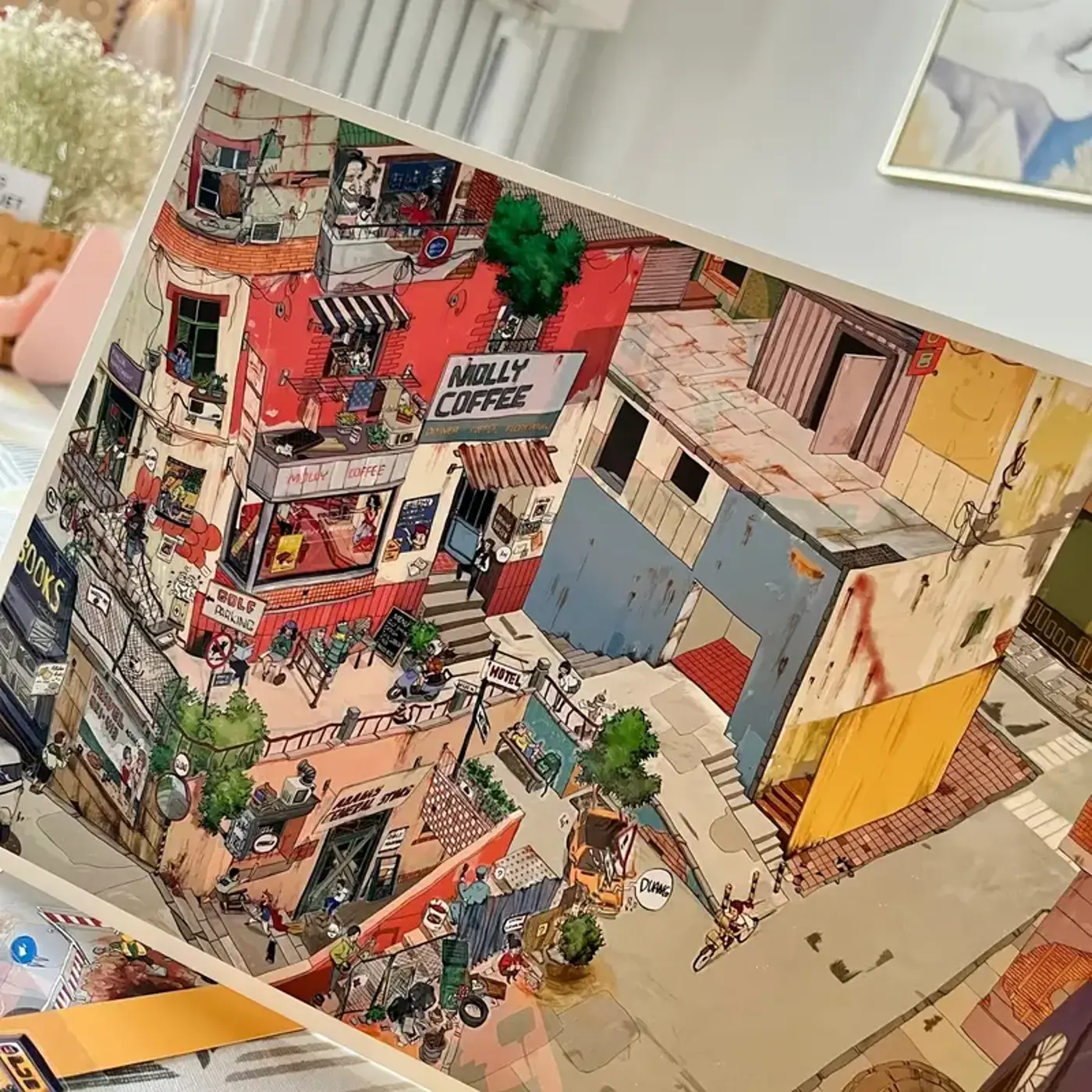 Kreativní antistresové vylepovačky – rumbox, 1 scéna + 2 archy PET samolepek (20 × 30 cm) Town Library - fotografie 2