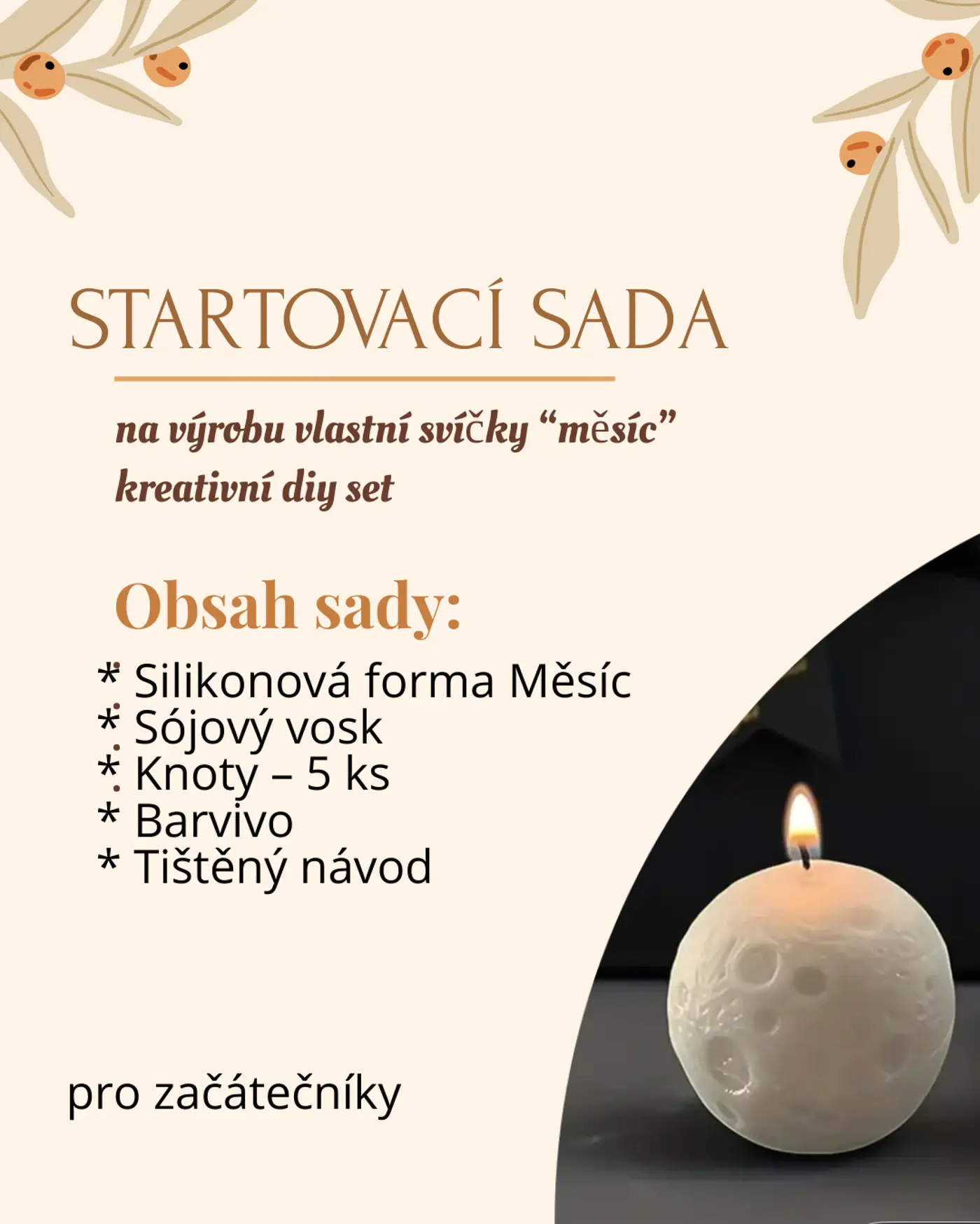 Sada na výrobu vlastní svíčky „Měsíc“ – kreativní DIY set - fotografie 2