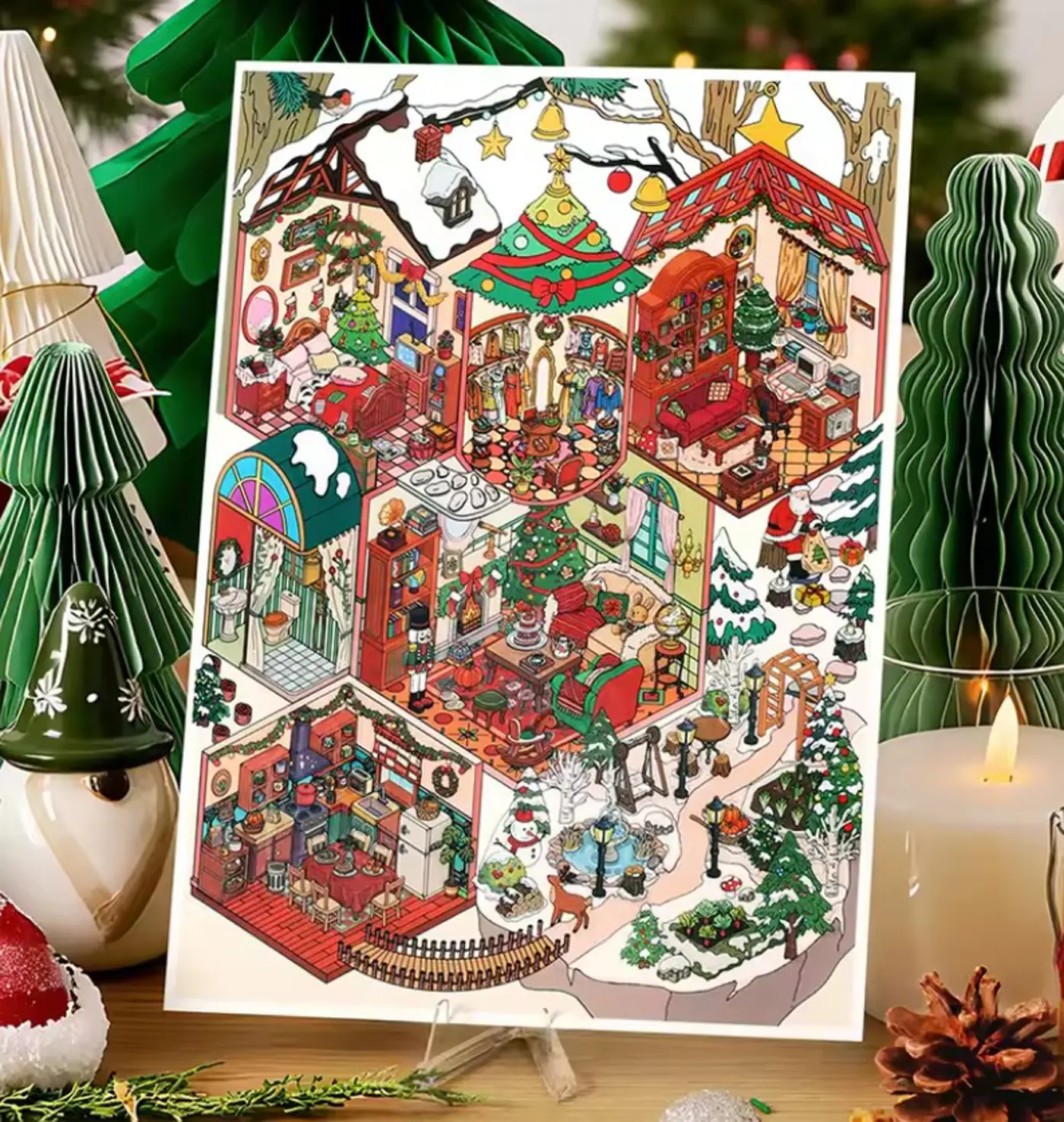 Kreativní antistresové vylepovačky – rumbox Christmas | 1 scéna + 3 PET samolepky (19,5 × 32,8 cm) - fotografie 1