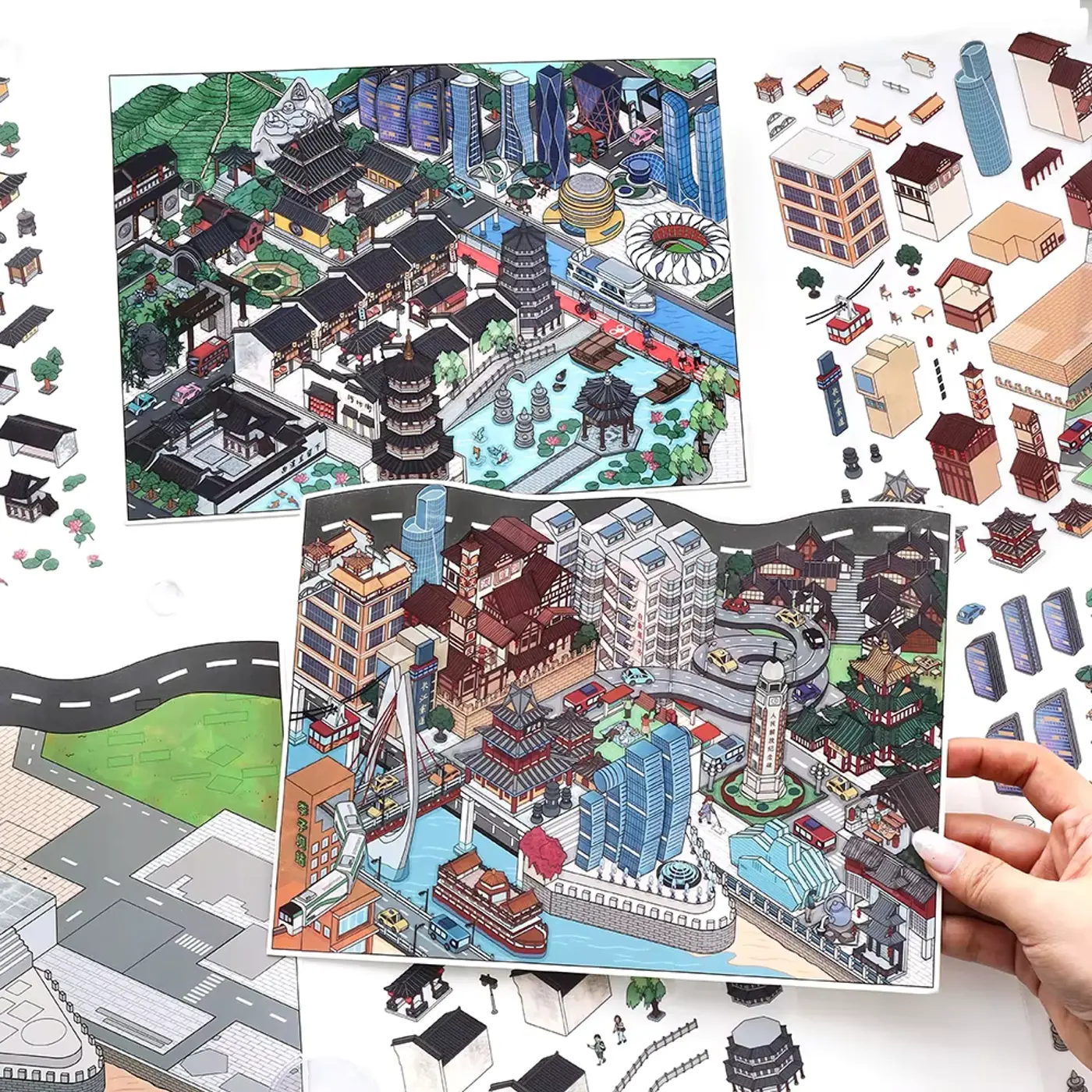 Kreativní antistresové vylepovačky – rumbox | 1 scéna + 3 PET samolepky (18 × 29.5 cm) city 2 - fotografie 2
