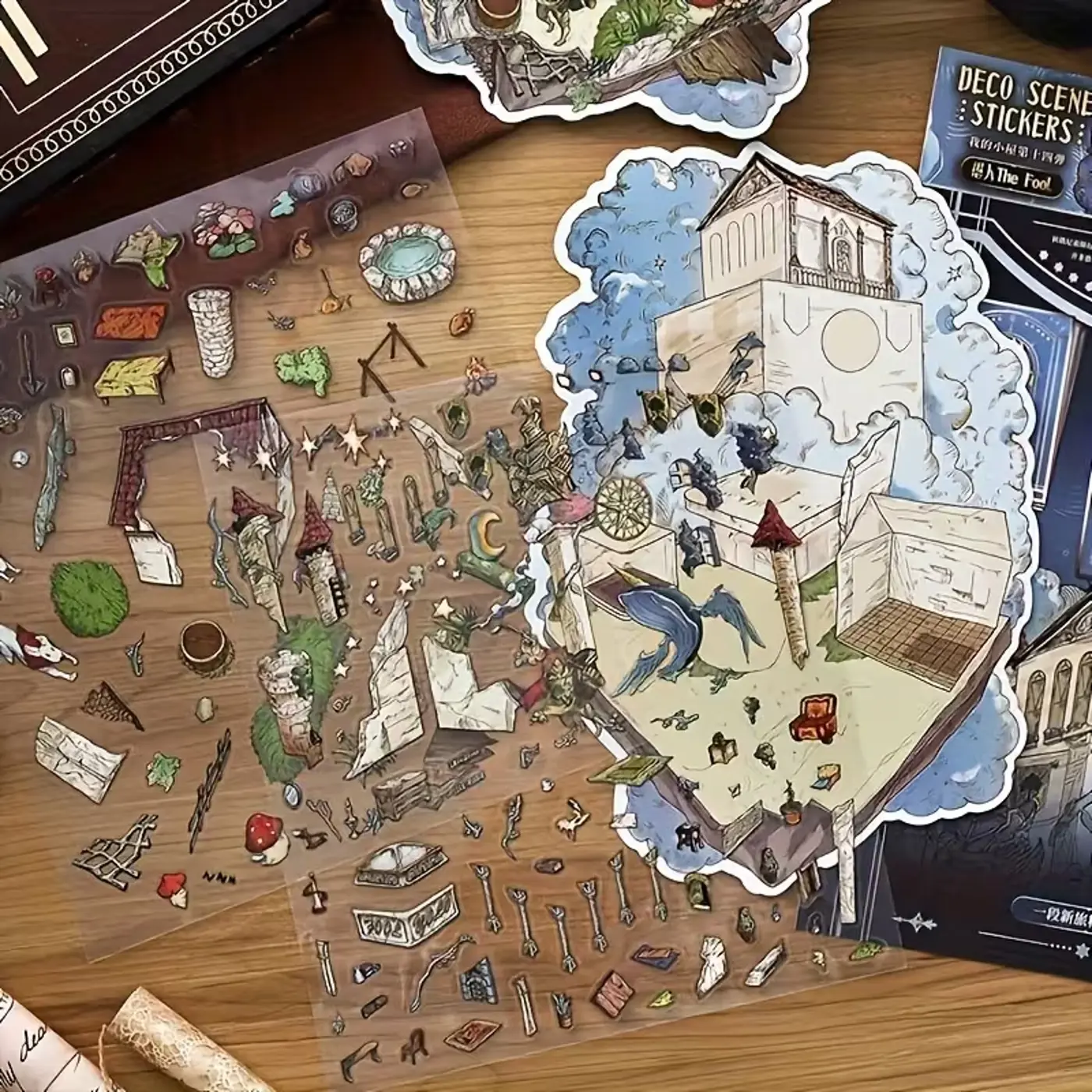 Gotické Dark Academia samolepky – vintage botanické & mystické motivy the fool - fotografie 2
