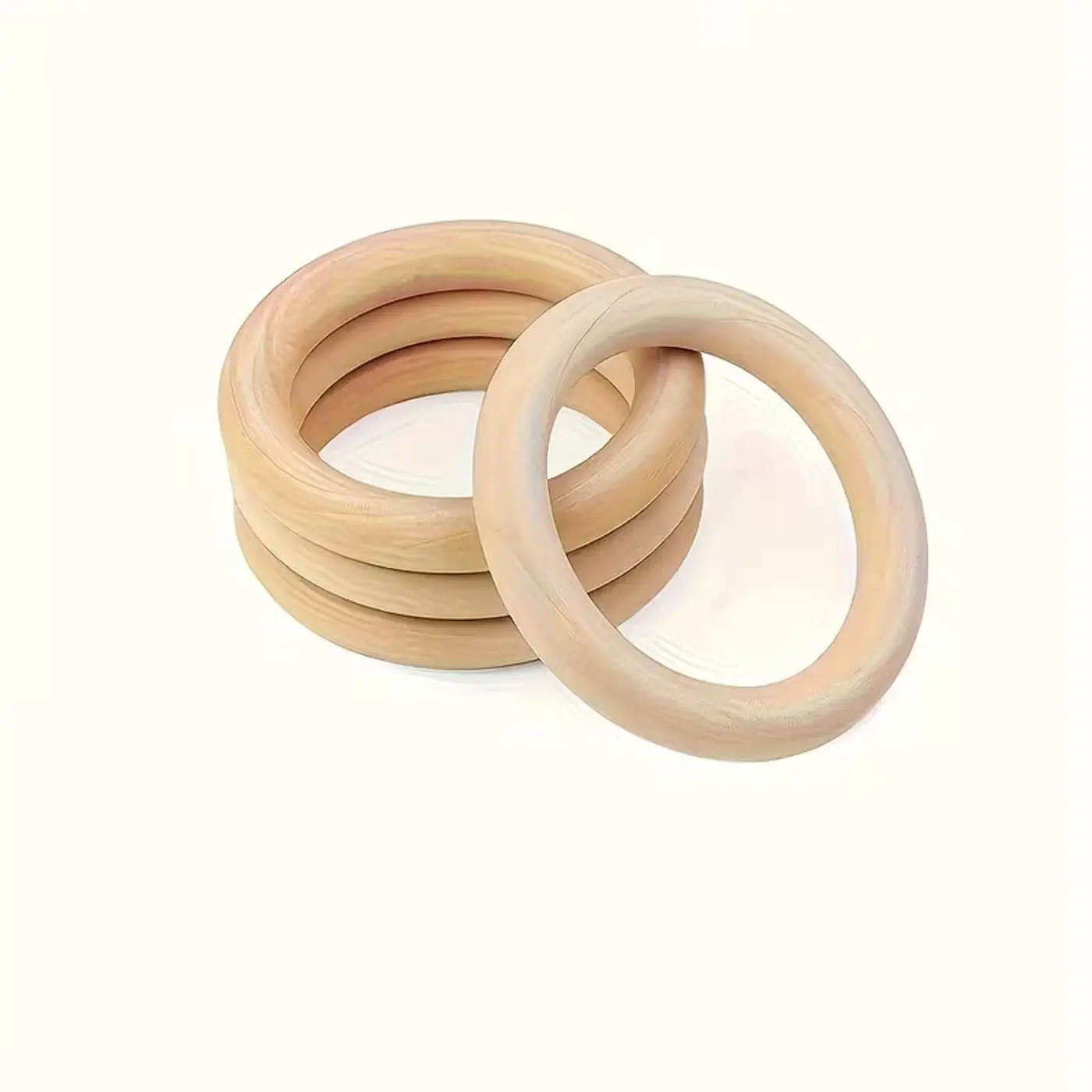 Přírodní dřevěné kroužky pro tvoření a macramé – 5 cm, 1 ks - fotografie 1