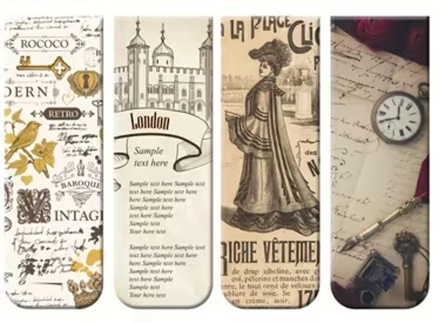 Vintage příběhy – magnetické záložky sada 4 ks Melodie minulých století - fotografie 1