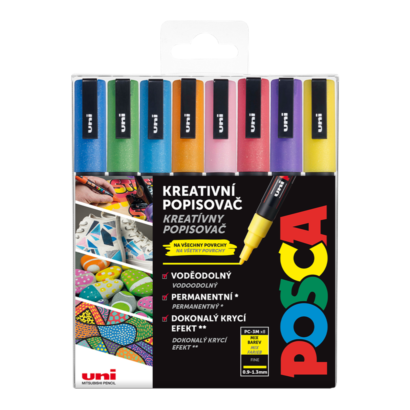 Sada popisovačů POSCA PC-3M Uni třpytivé - fotografie 1