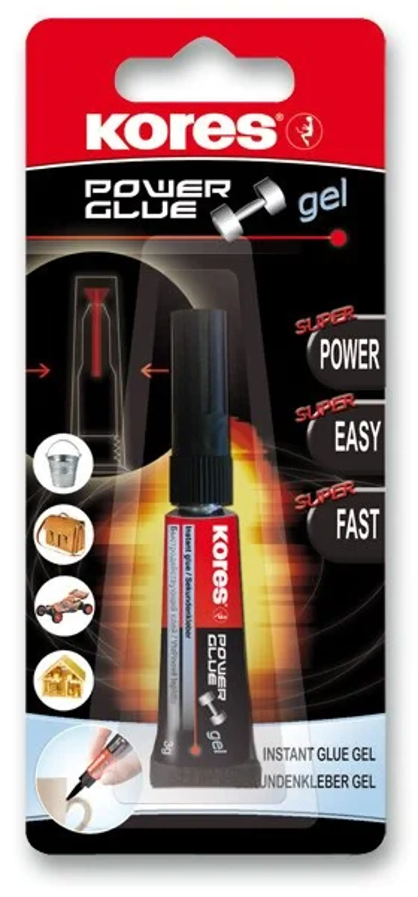 Vteřinové lepidlo Kores Power Glue gel 3g - fotografie 1