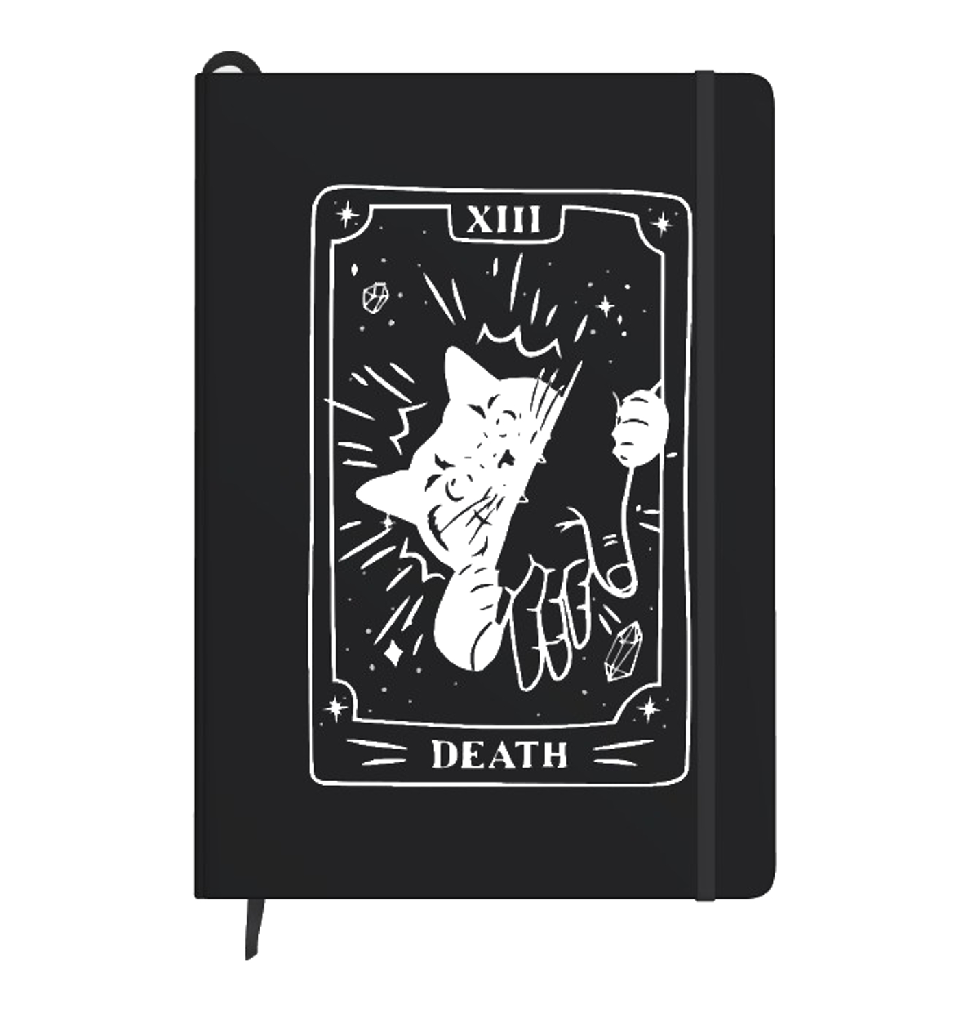 Poznámkový blok tarot A5 „Death – Kočka“ s gumičkou - fotografie 1