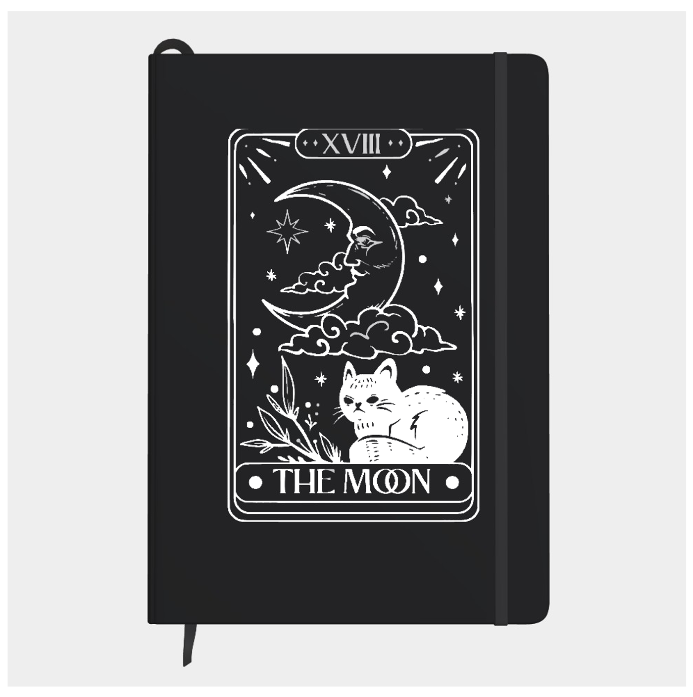 Poznámkový blok tarot A5 „the moon – Kočka“ s gumičkou - fotografie 1