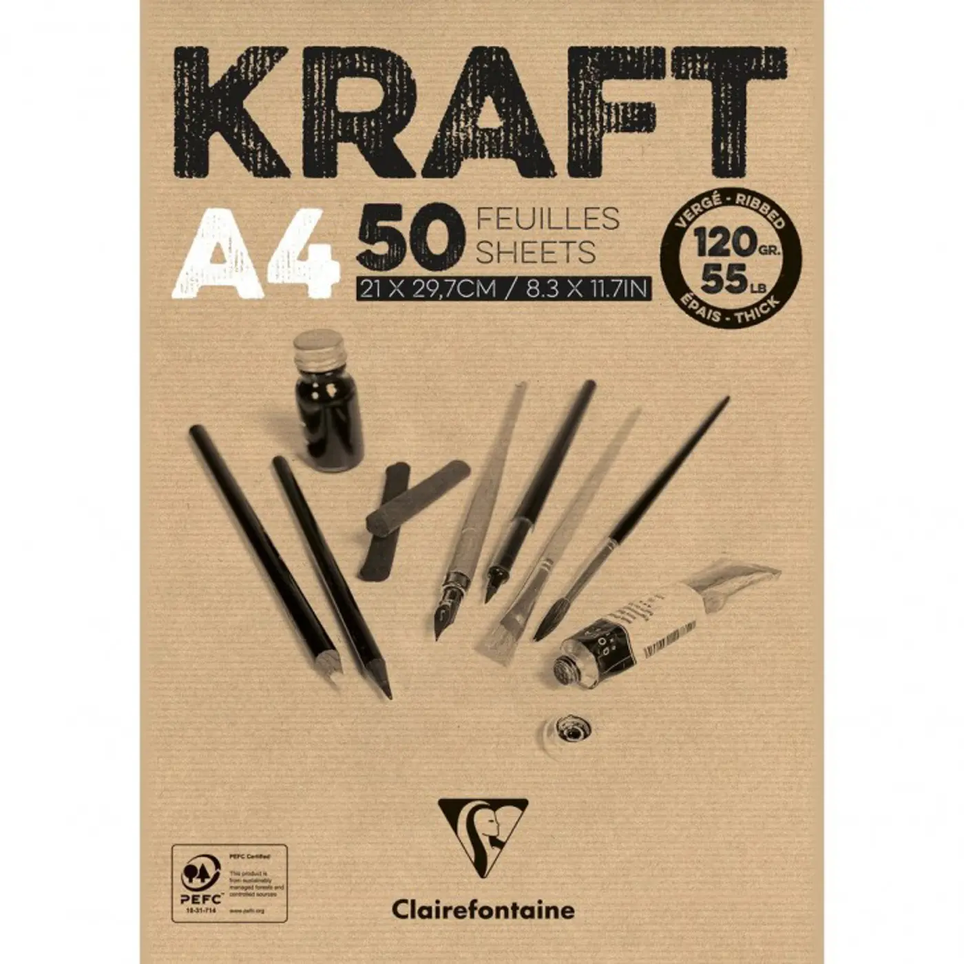 Hnědý blok Kraft A4 120g, 50 listů - fotografie 1
