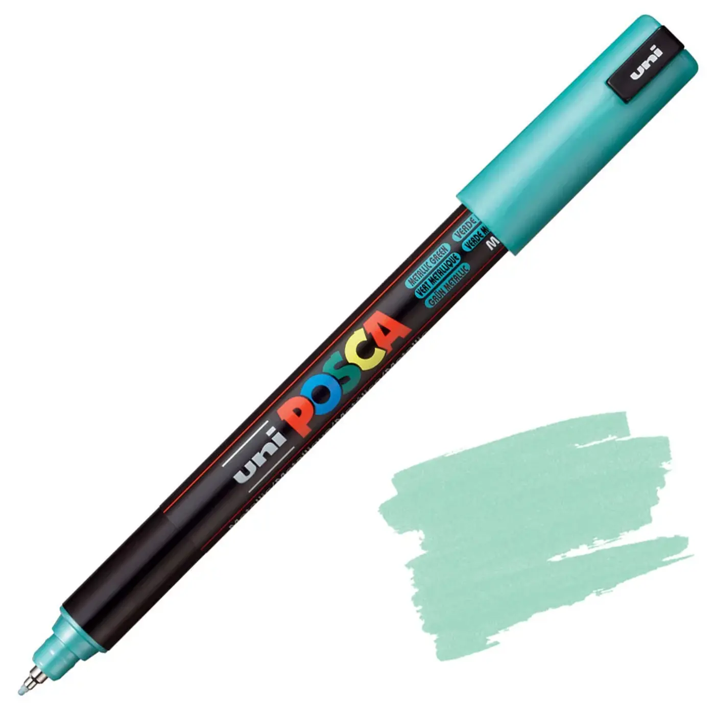 Acrylic marker Uni Posca 0.7mm PC-1MR – M06 metalická zelená - fotografie 1