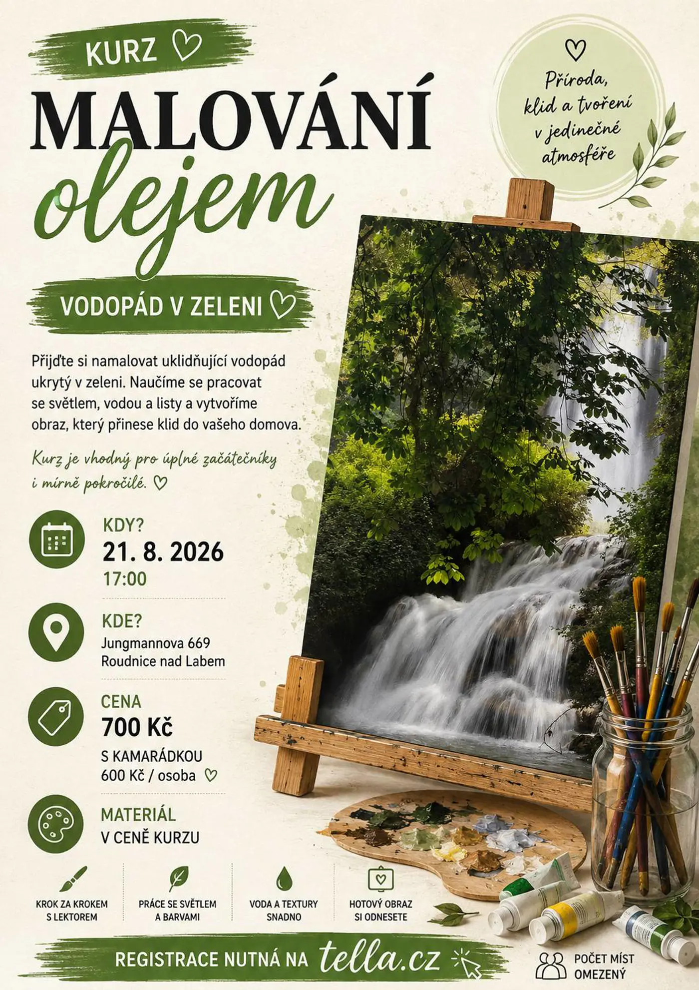 Kurz olejomalby – Vodopád v zeleni