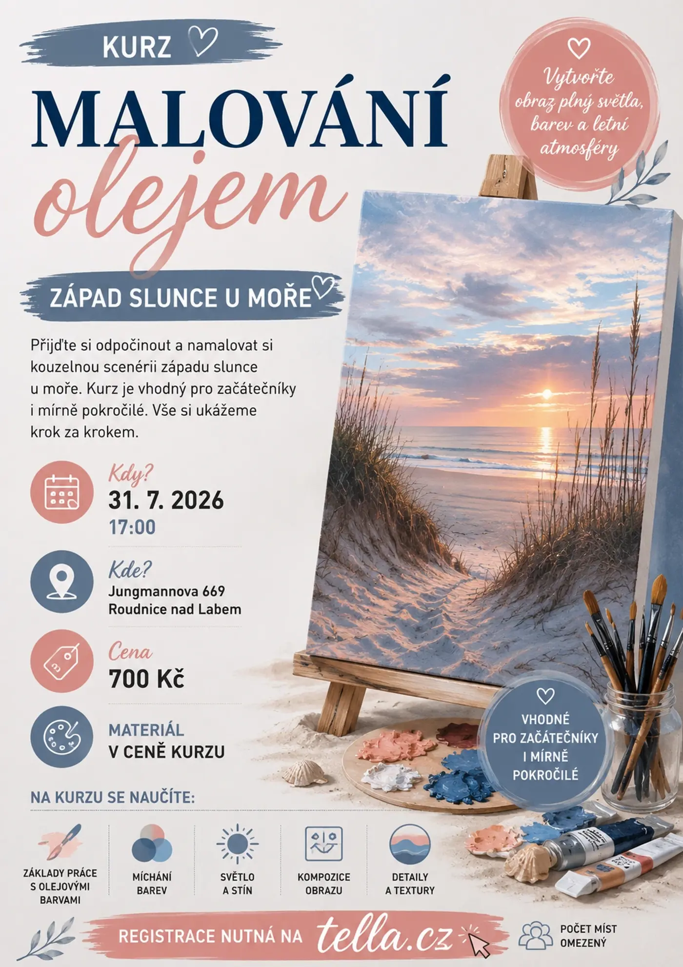 Kurz malování olejem – Západ slunce u moře