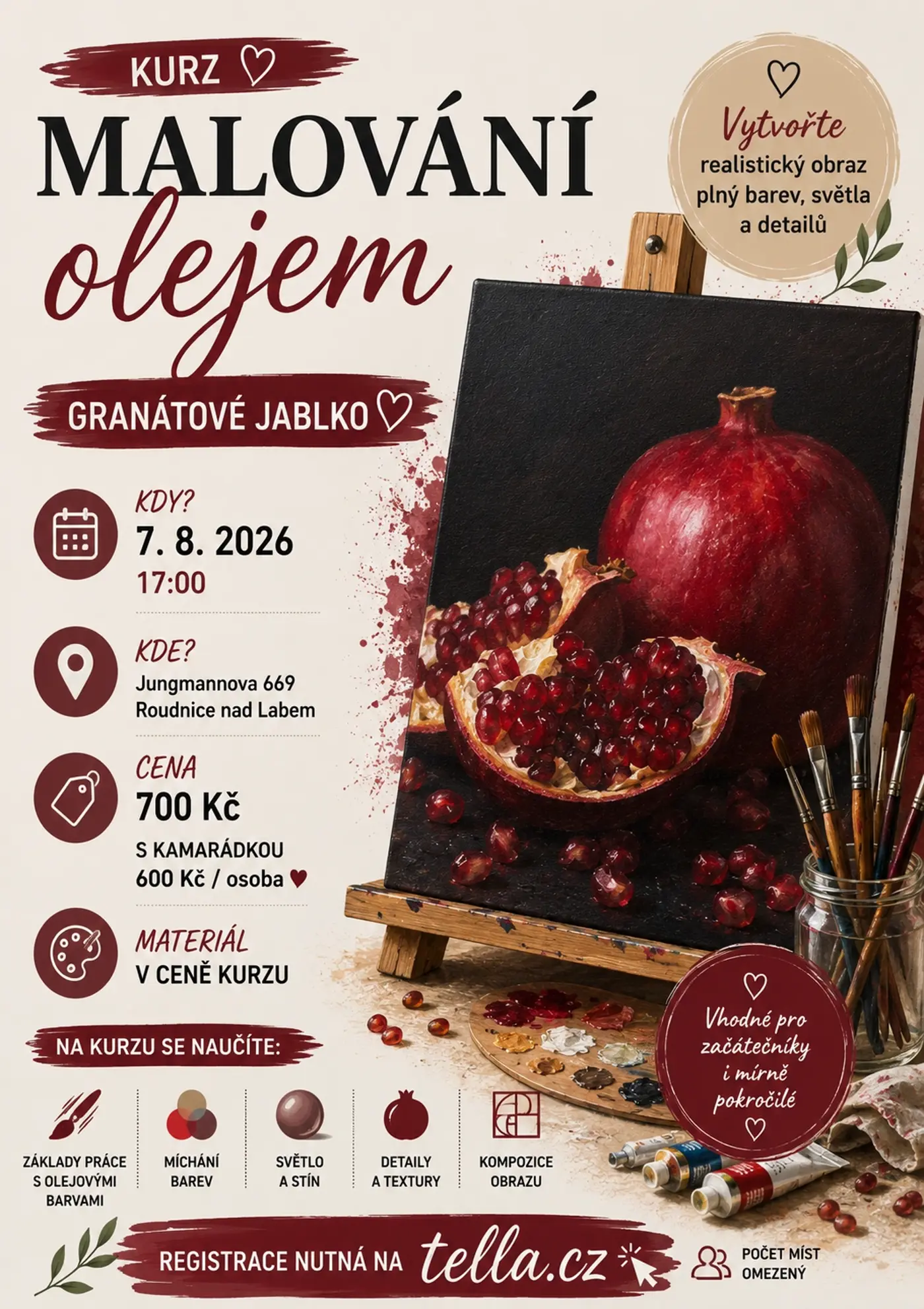 Kurz malování olejem – Granátové jablko