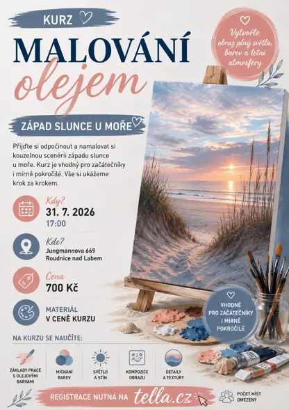 Kurz malování olejem – Západ slunce u moře