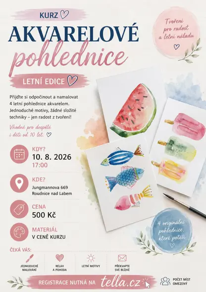 Kurz akvarelu – Letní pohlednice | Namalujte si vlastní sadu 4 pohlednic